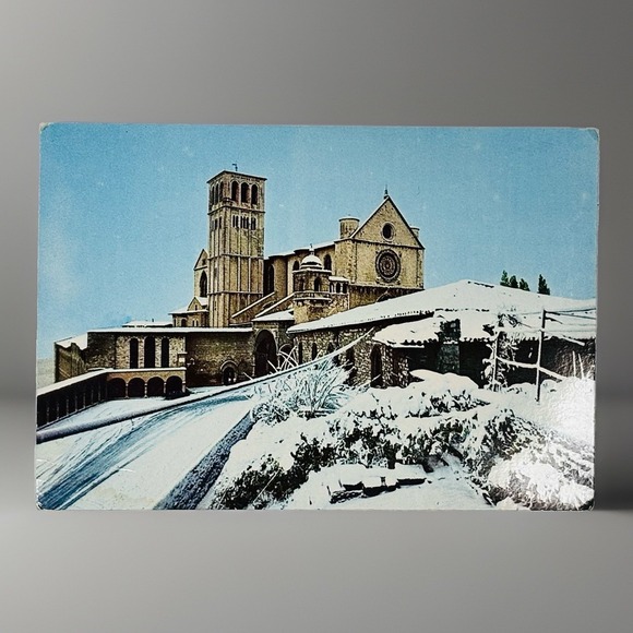 Casa Editrice Francescana Other - Casa Editrice Francescana Postcard Assisi Basilica di San Francesco Snow Italy